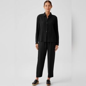 NWT Eileen Fisher  Silk Georgette Crepe Tapered Pant Easy Fit, Ankle  Si…